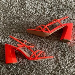 Orange Strappy Heeled Sandals